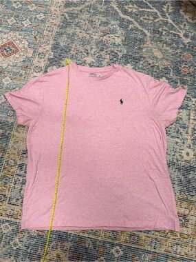 Polo by Ralph Lauren Heather Pink Crew Neck Tee with Navy Logo Print